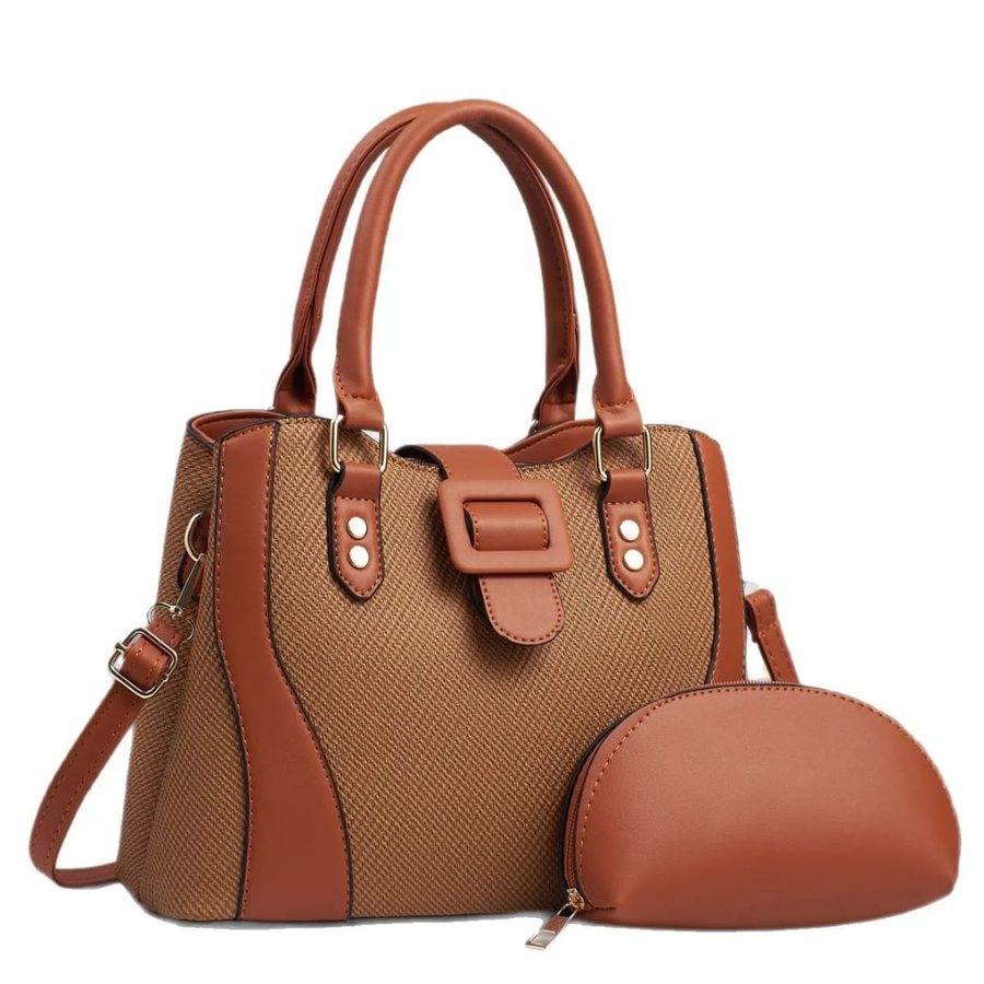 Hazel canvas dome satchel with tan trim